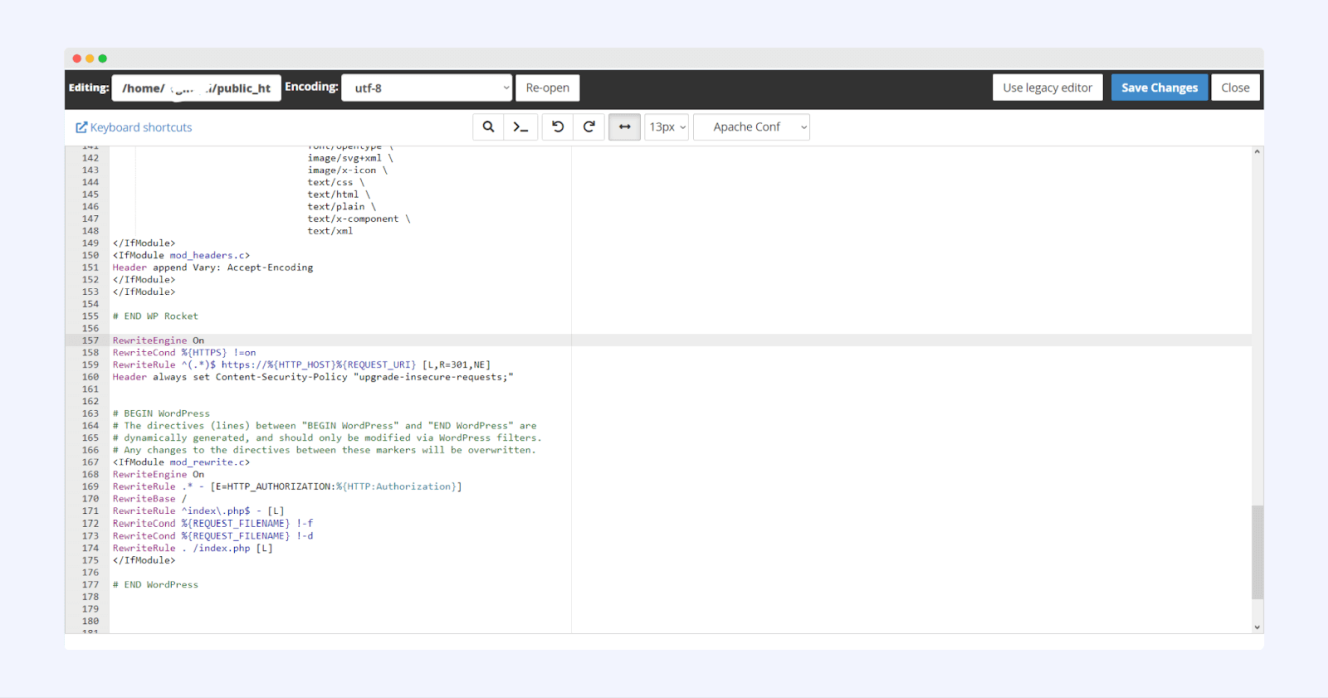 Добавление кода перенаправления