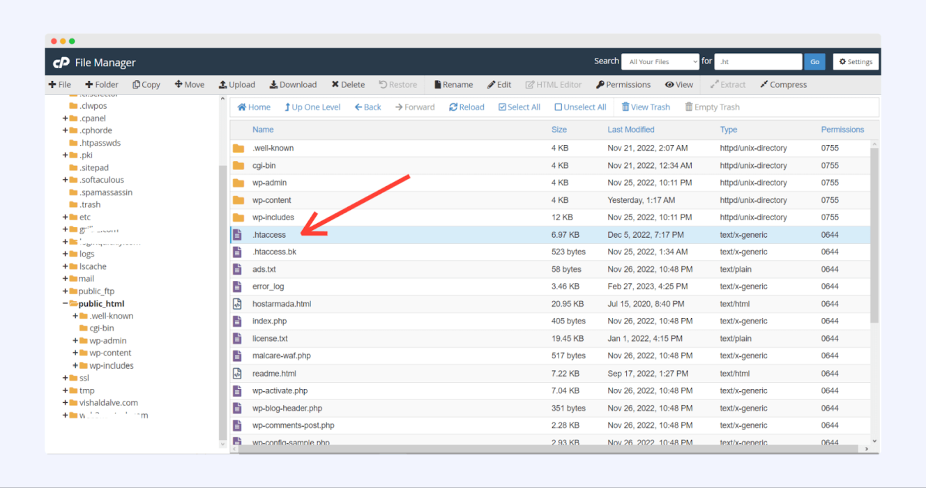 Редактирование файла.htaccess