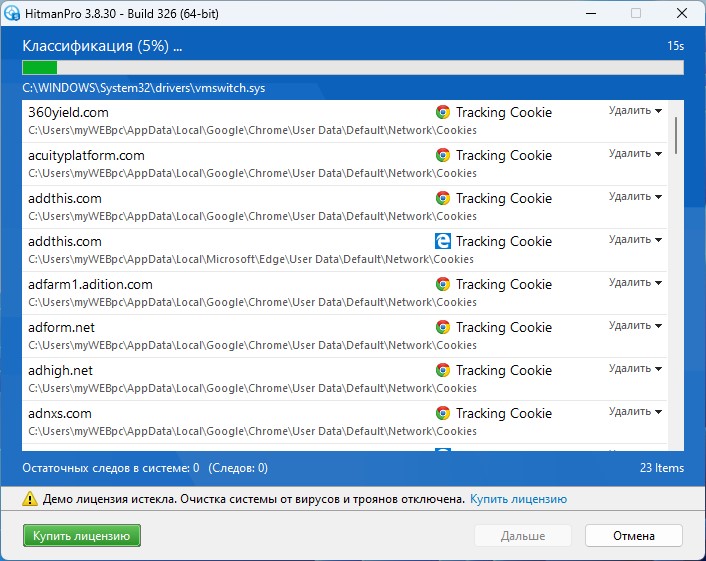 сканирование HitmanPro