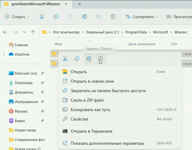 удалить wlansvc удалить wlansvc
