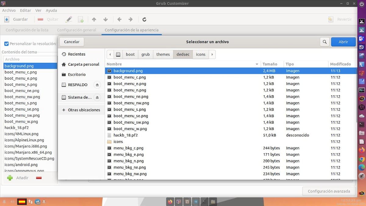 Настройка темы DedSec GRUB с помощью GRB Customizer 5