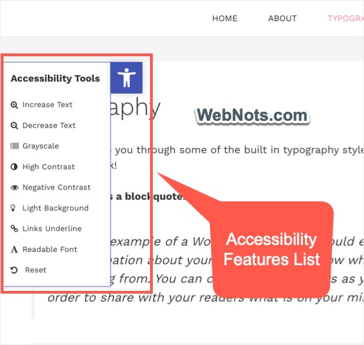 Список специальных возможностей