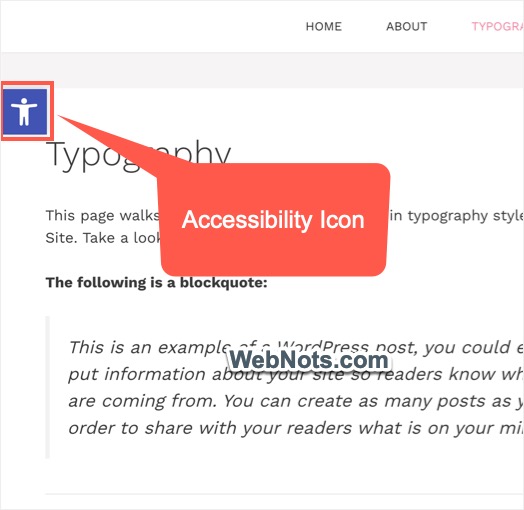 Значок специальных возможностей во внешнем интерфейсе