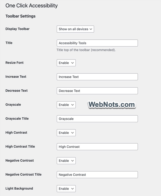 Настройка панели специальных возможностей