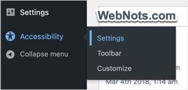 Меню плагина доступности в один клик