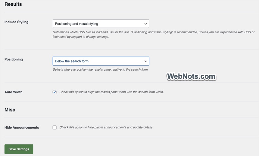 Настройки плагина SearchWP