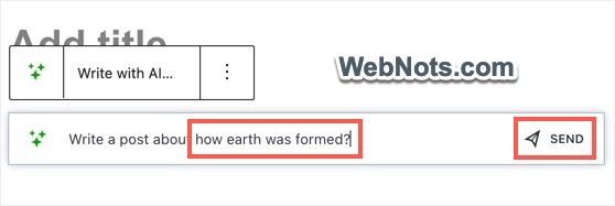 Введите приглашение в Jetpack AI Assistant