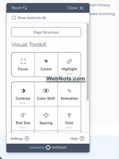 Панель инструментов веб-доступности от AudioEye