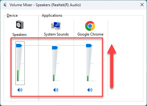 Увеличьте громкость системы и приложений до максимума