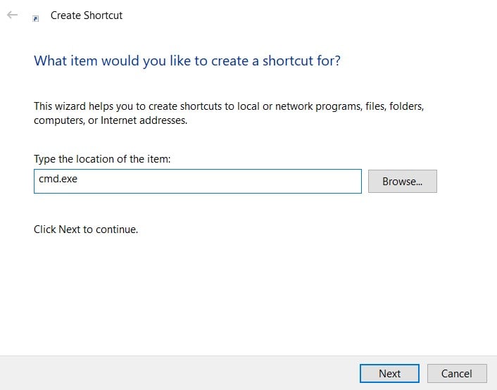 ярлык командной строки