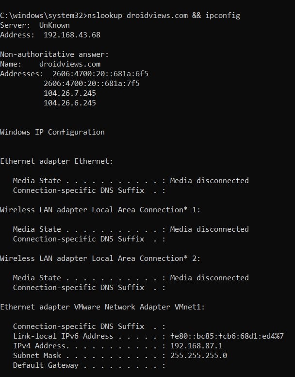 подсказка с несколькими командами