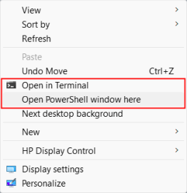 открыть окно powershell здесь windows 11