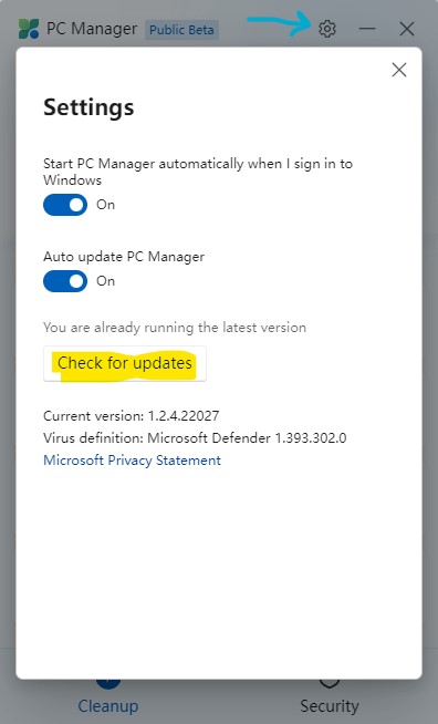 PC Manager как обновить