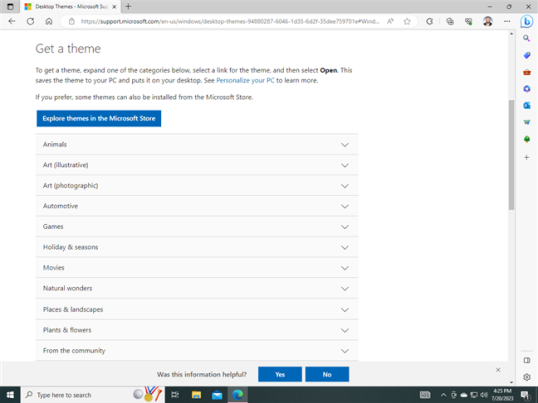 Веб-сайт тем рабочего стола, созданный Microsoft