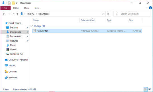 Дважды щелкните загруженную тему.