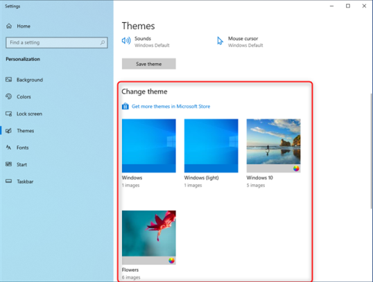 Изменить тему Windows 10