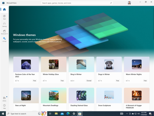 Найдите темы в Microsoft Store