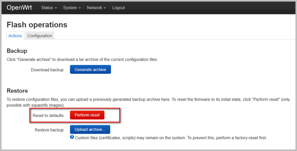 Маршрутизатор Beeline SmartBox TURBO+ и прошивка OpenWrt. Сброс настроек до заводских.
