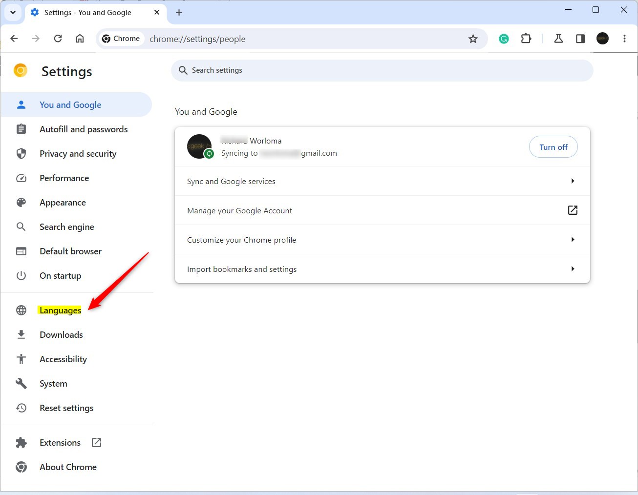 Настройки языков Google Chrome