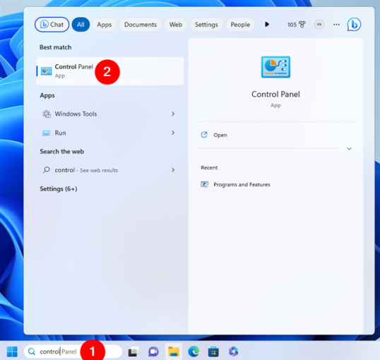 Откройте панель управления