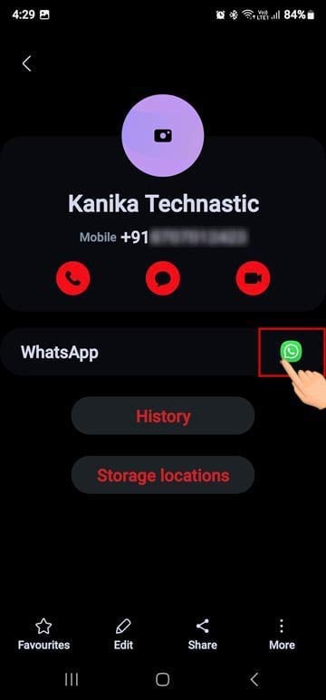 Экран контактной информации Android