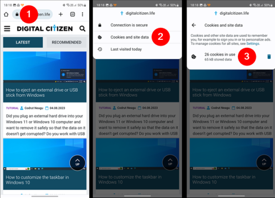 Как проверить и очистить файлы cookie веб-сайта в Chrome для Android