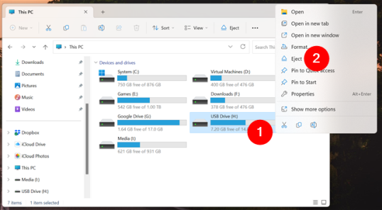 Щелкните правой кнопкой мыши и выберите «Извлечь».
