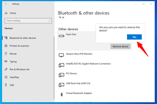 Подтвердите удаление устройства