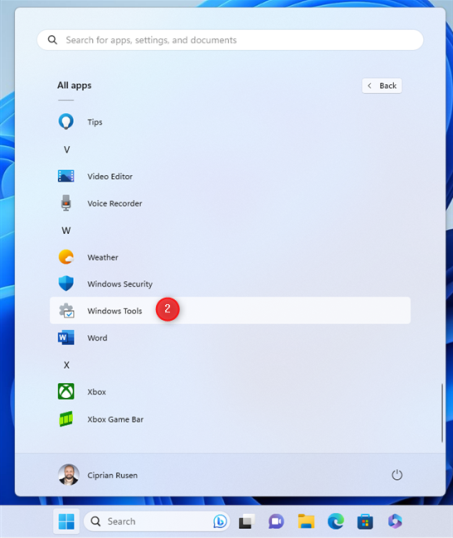 Прокрутите вниз и откройте Инструменты Windows.