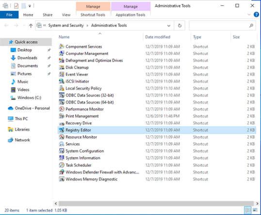 Дважды щелкните ярлык редактора реестра.