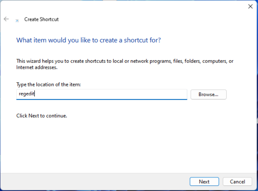 Создайте ярлык для regedit