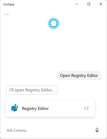 Cortana может открыть для вас редактор реестра