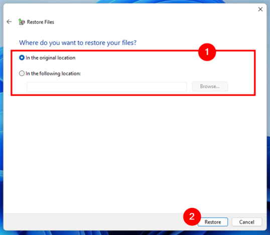 Место восстановления файлов