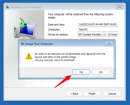 Подтвердите, что хотите восстановить резервную копию
