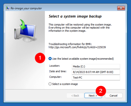 Выберите последний доступный образ системы