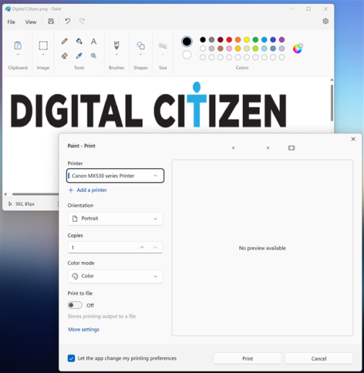 Как печатать с помощью Paint в Windows 11