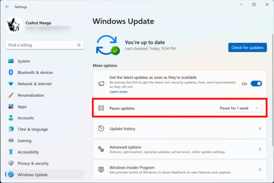 Как приостановить обновления в Windows 11