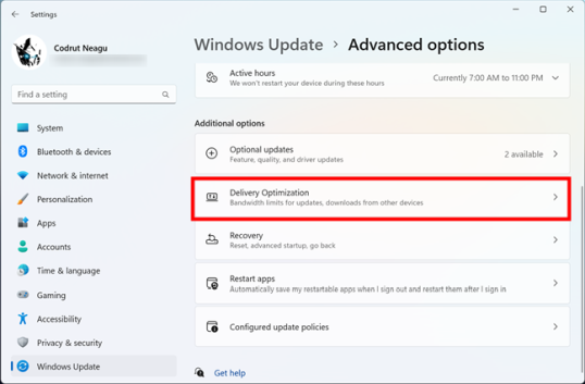 Оптимизация доставки в Windows 11