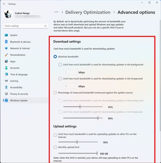 Элементы управления оптимизацией доставки