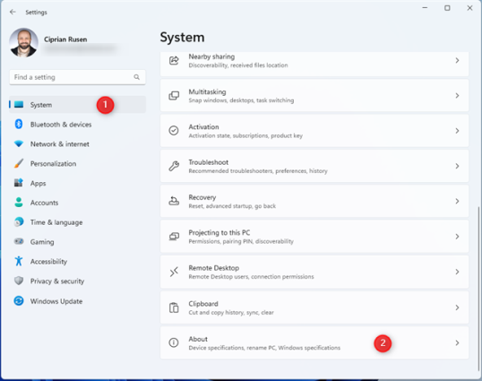 В настройках Windows 11 выберите «Система» > «О программе».