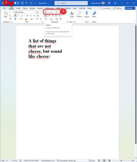 Выберите тип списка, который вы хотите создать