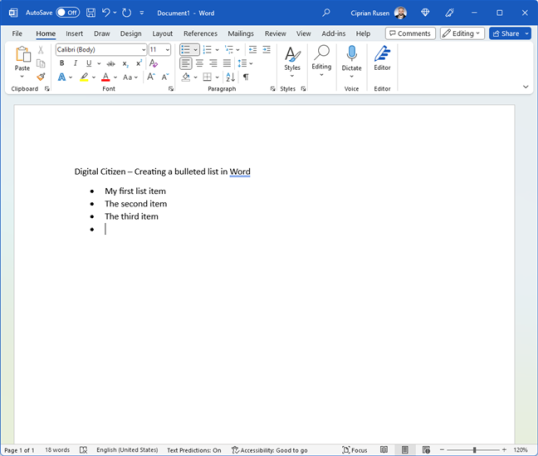 После того, как вы ввели последний элемент, нажмите Enter