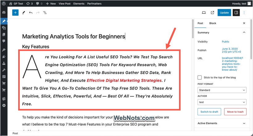 Абзац с пользовательской типографикой