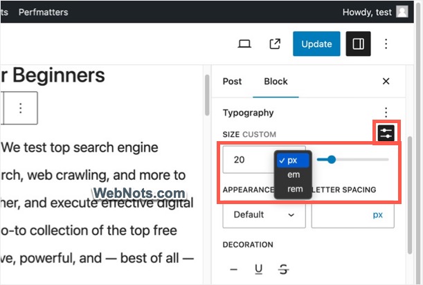 Установить собственный размер шрифта