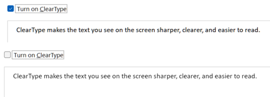 ClearType включен или выключен