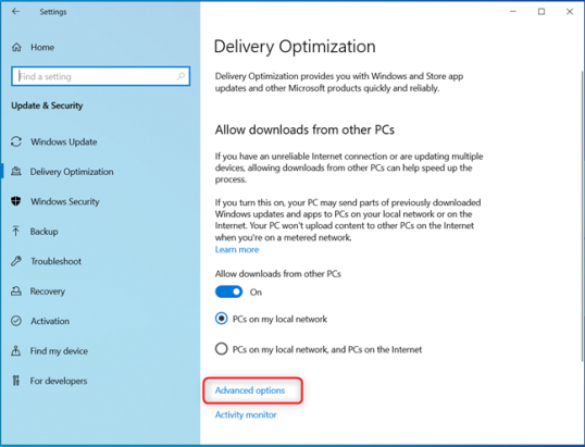 Нажмите или коснитесь «Дополнительные параметры».