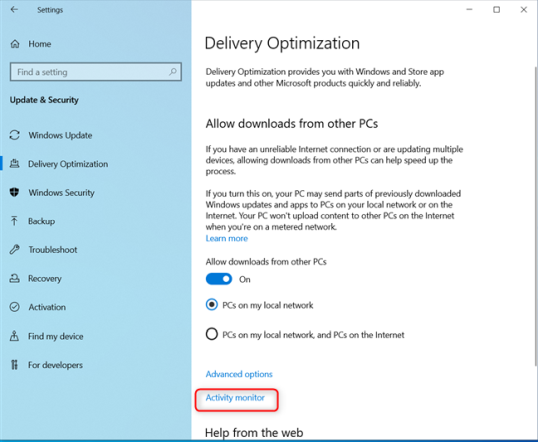 Нажмите или коснитесь «Монитор активности».
