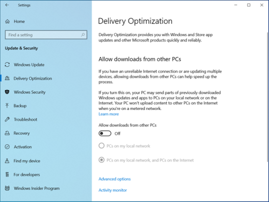 Оптимизация доставки отключена