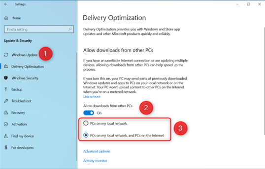 Включите оптимизацию доставки в Windows 10