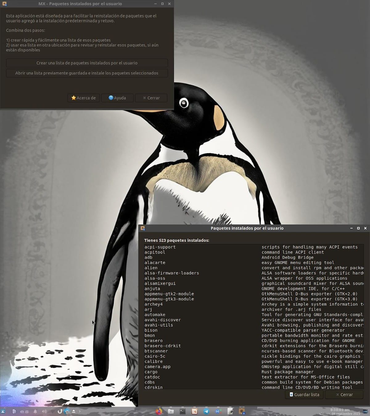 Инструмент «Установленные пользователем пакеты»